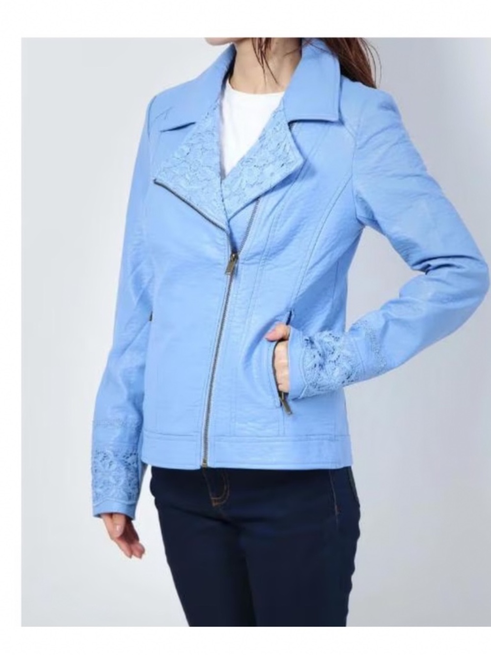 DESIGUAL Faux Leather Moto Jacket. Large